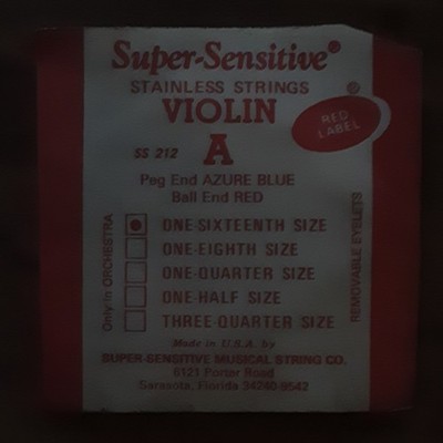 Super-Sensitive Violin A String 1/16 Stainless Steel Red/Blue MPN SS 212