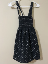 American Eagle XS Black White Floral Smocked Strappy Square Neck Sundress
