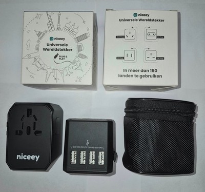 NICEEY World Adapter Plug Worldwide Travel Adaptor Charger USB + USB-C Socket