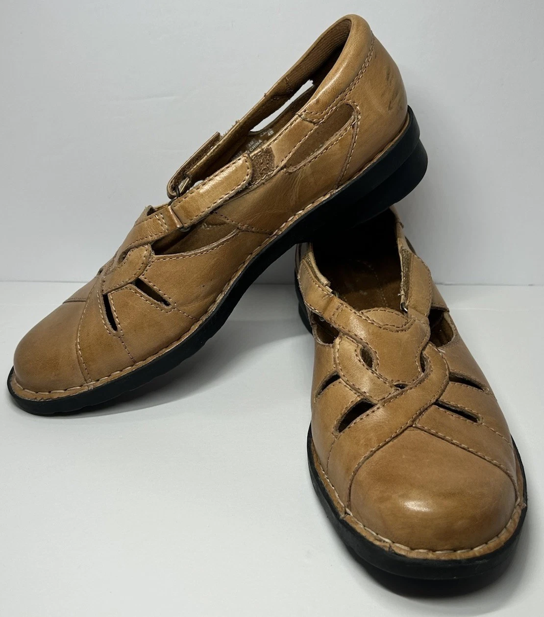 CLARKS Sandalo mocassino Clark’s Bendables taglia 8M pelle marrone Nikki Regatta 39337