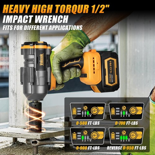 Cordless Impact Wrench 1/2 Inch For Dewalt Battery