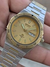 Seiko Quartz Sports 100 8123-6090 Rare Gold Dial Vintage Men's Watch Japan