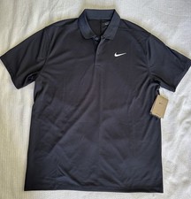 Nike Dri-Fit Black Polo With Logo. Quick Dry Golf Shirt. Mens Large. NWT.