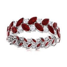 925 Sterling Silver 4x2MM Marquise Garnet Full Eternity Band Ring For Women
