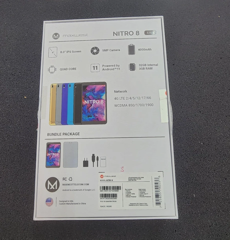 Maxwest Nitro 8 32GB WiFi LTE Tablet NEW MXN81ww - Image 2 of 3