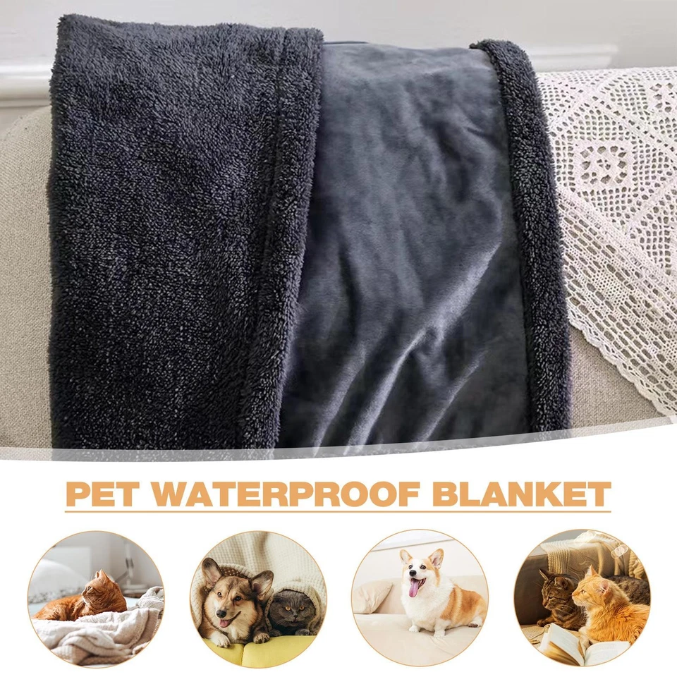 Waterproof Warm Soft Fleece Pet Blanket Large Cat Dog Kennel Bed Mat Pad Cushion - Image 2 of 4