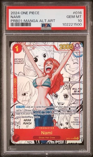2024 One Piece PRB01 EN Nami Manga Alt Art PSA 10 #016