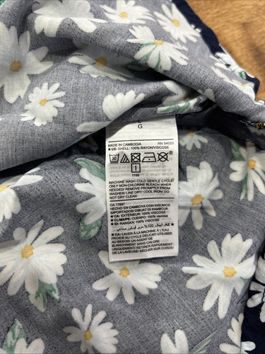 Old Navy Large Women’s Blue Daisy Flower V Neck Linen Style Mini Dress - Picture 4 of 7