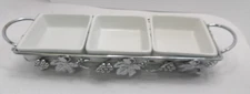 3 Section Serving Tray with Grape Metal Holder – Ceramic Dishes –