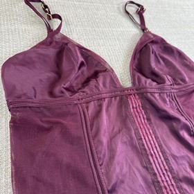 Victorias Secret Very Sexy Burgundy Satin Mesh Corset Top Lingerie Tank M Purple