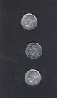 THREE ROOSEVELT DIMES 1964 D L--23