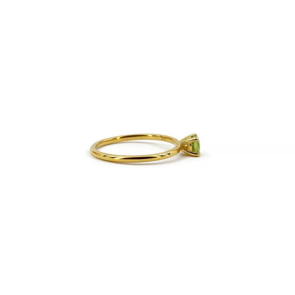 0.50 Ct Natural Green Peridot Gemstone Women's Promise Ring 10k Yellow Gold - Image 4 of 4