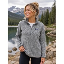 Patagonia Better Sweater 1/4 Zip Fleece Women's Large Gray Pullover Jacket Cozy
