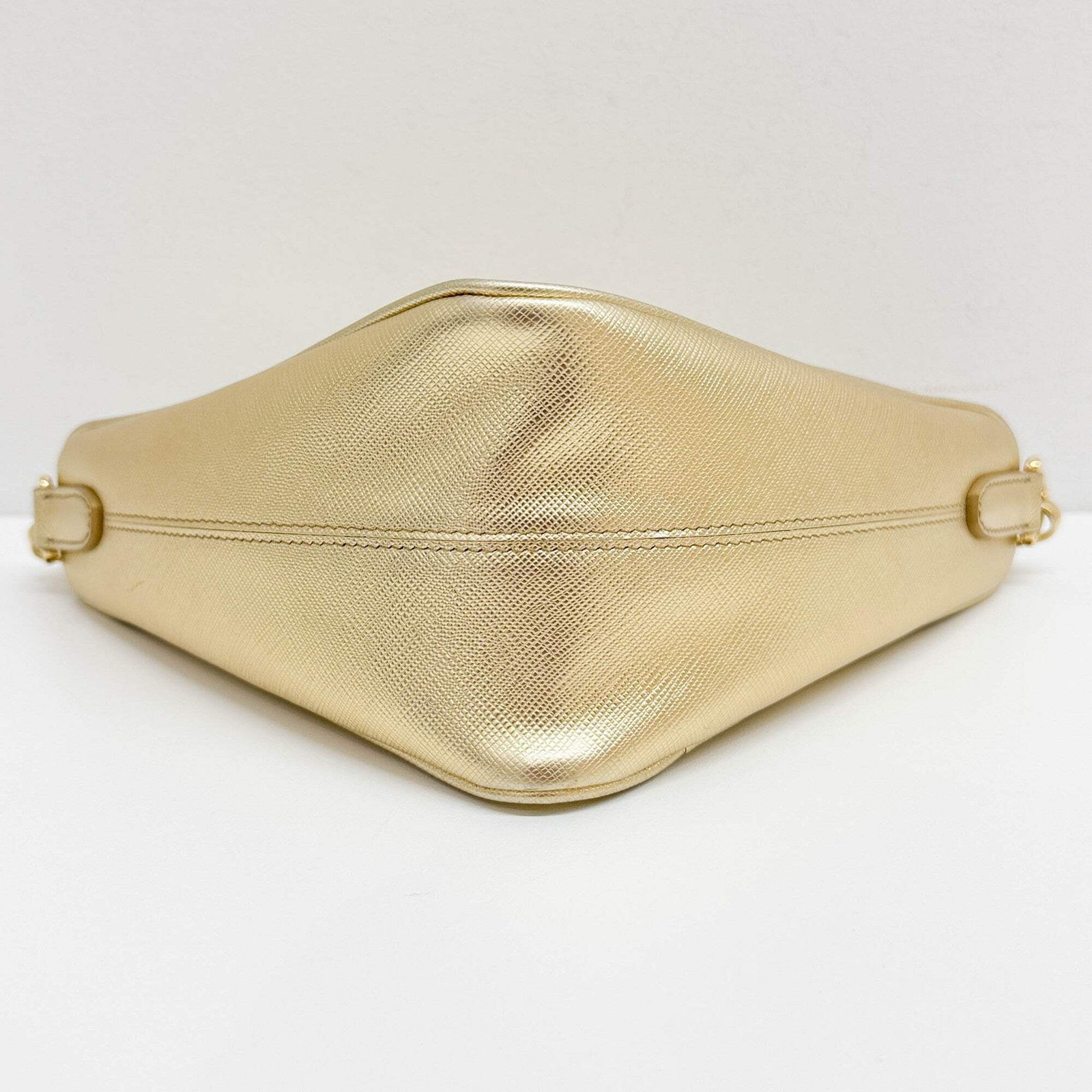 PRADA Triangle Gold Leather Two Way Bag thumbnail 8