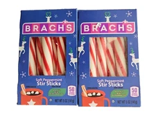 Brachs ~ 2PK Soft Peppermint Stir Sticks 5oz. Boxes (10 Sticks Each) ~ exp: 2027