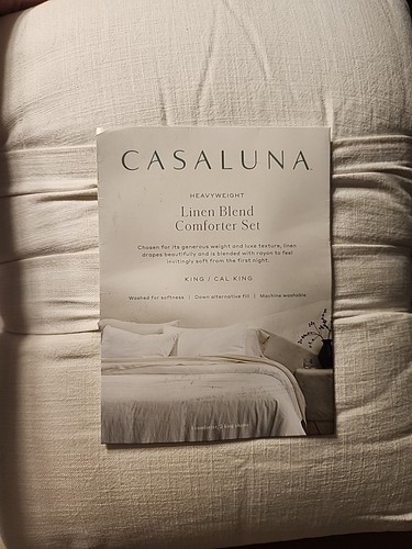 Casaluna Heavyweight Linen Blend White King/Cal-King Comforter Set - Picture 6 of 9