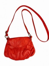 Vintage Vera Pelle Red Leather Crossbody Removable Strap Made In Italy