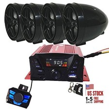 12V 4 Channel UTV ATV Golf Cart Motorcycle Weatherproof Bluetooth Speakers MP3