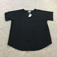 The Company Store Shirt Womens XXL Black Pima Cotton V Neck Short Sleeve Tee
