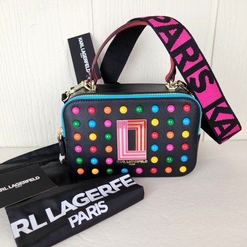 Neu Karl Lagerfeld Paris Simone Kameratasche Wjc Blk Multicolor Crossbody LH0EO7BI - Bild 17 von 19