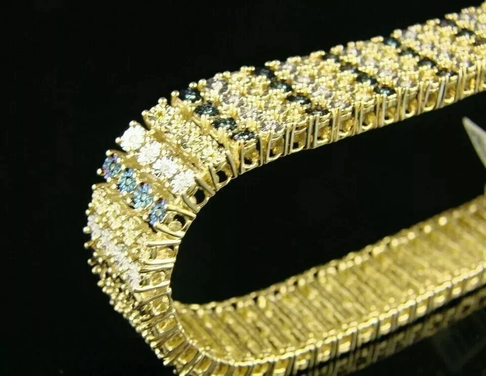 Brazalete de tenis para hombre de topacio creado en laboratorio de corte redondo de 6 quilates acabado en oro amarillo de 14 quilates Foto 4 de 4