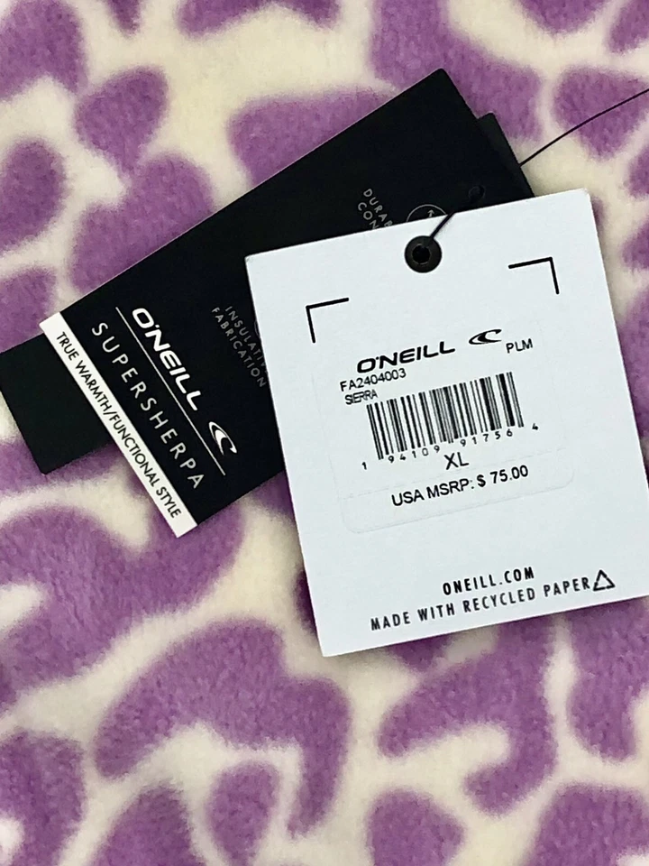 NUEVO O’Neill Supersherpa 1/4 Cremallera Pullover Cuello Alto Bolsillos Para Mujer Sierra XL Foto 3 de 4