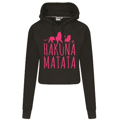 Hakuna Matata NUEVA Top Rey León Broma Damas Crophood Sudadera con Capucha - Imagen 4 de 21