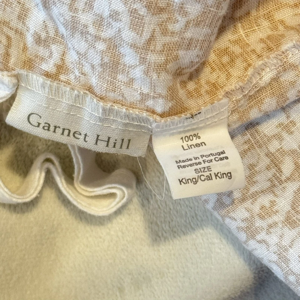 Garnet Hill 100% Washed Linen Duvet Cover King Cal Floral Paisley Beige Natural - Image 4 of 4