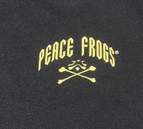 VTG Peace Frogs T-Shirt Black Short Sleeve Graphic Biker Choppers Sz M Retro - Picture 3 of 8