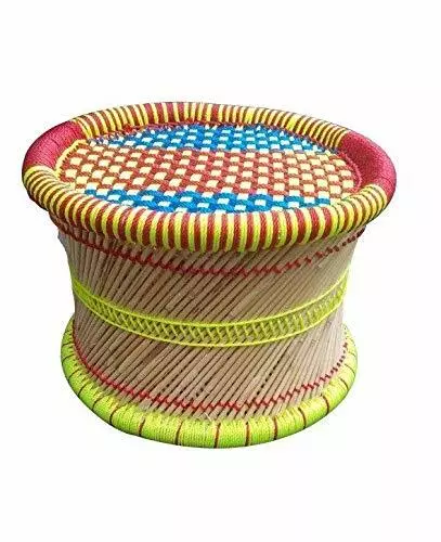 Handcraft Cane Mudha Stool Outdoor Indoor Furnishing Color