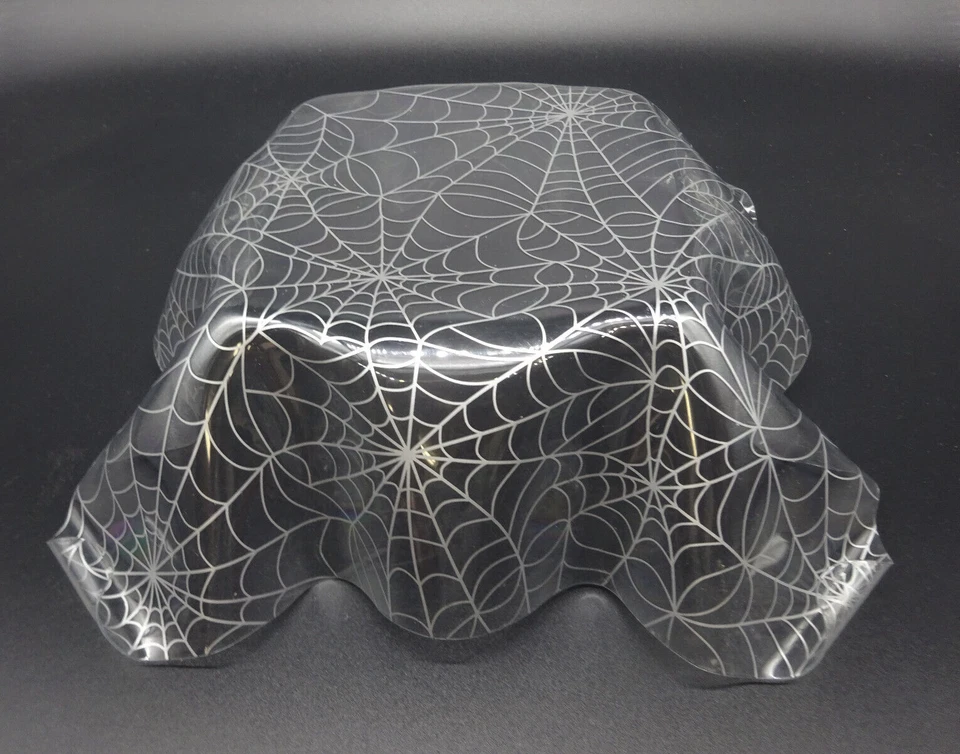 Lot of 2, Halloween Spider Web Fluted Plastic 10" Bowl & 13.5" Platter Party - Image 4 of 4