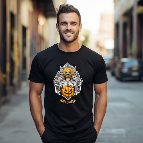 Halloween_293 Spider and Pumpkin T-shirt - Creep it real in style! Funny Unisex - Picture 9 of 46