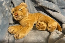 Vintage 12 STEIFF Circus Laying down Tiger Mohair Glass Eye NO TAGS