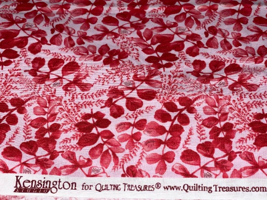 Tela de algodón floral 23" X44" ramas rojas y blancas Kensington acolchado tesoros Foto 2 de 4