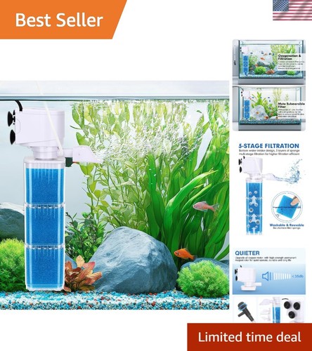 Power Aquarium Filter ABS 40-70 Gallon 220GPH Multi-Function Fish Tank Filtra...