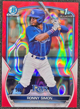 2023 Bowman Chrome 1st Red Lava Refractor 3/5 Ronny Simon #BCP-112