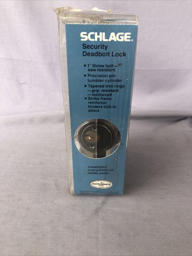 B162-609 VINTAGE Schlage Antique Brass Double Cylinder Deadbolt - NOS 1983 USA - Picture 6 of 9