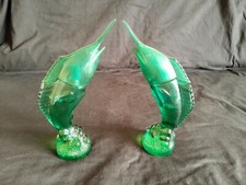 vintage avon perfume bottles Wild Country Green Glass Fish x 2