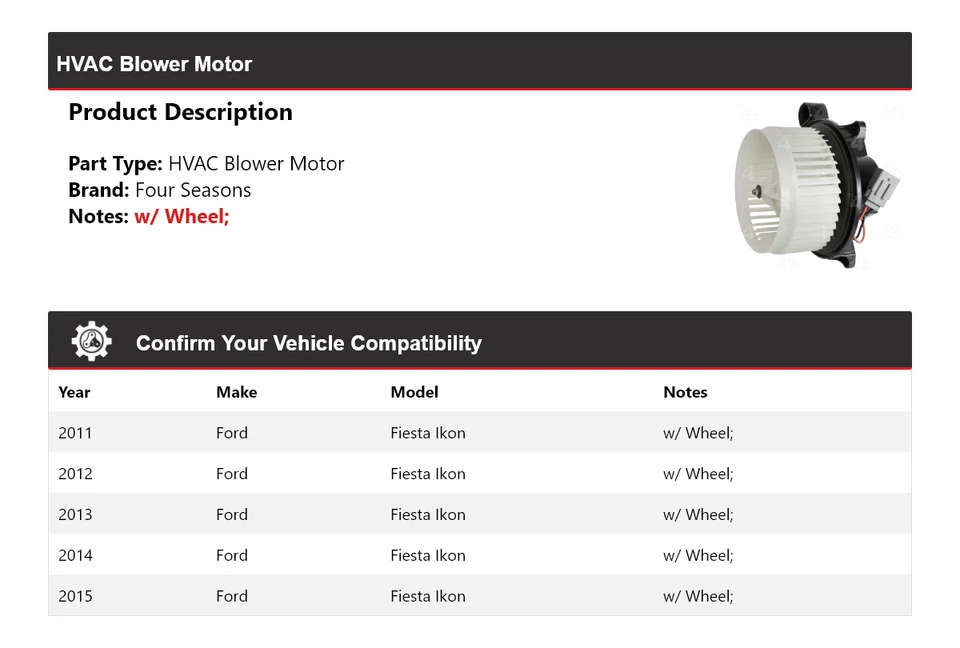 Motor soplador de climatización para Ford Fiesta Ikon 2011-2015 4 estaciones 2012 2013 2014 Foto 2 de 4