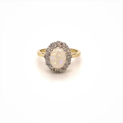 Handmade 14k Gold Ring Diamond, Oval Shape White Opal Engagement Ring for Women