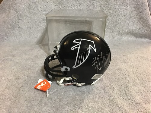 HENRI CROCKETT #94 Atlanta Falcons Autographed Riddell Mini Helmet In Case