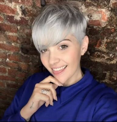Gray Pixie Wig Short Layered Natural Synthetic Wig with Bangs Short Gray Wigs US