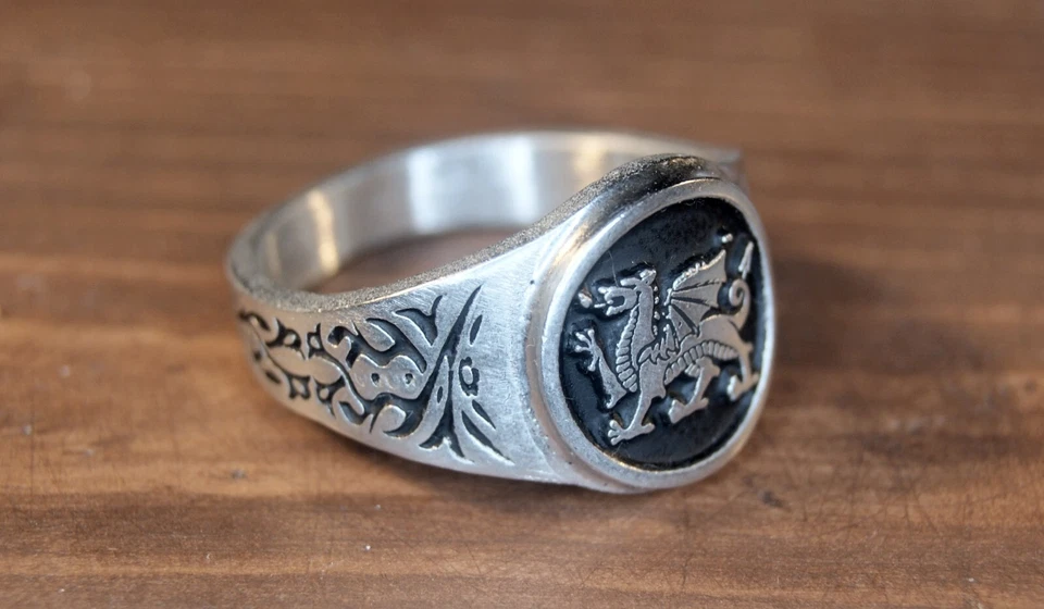 Уэльский дракон кольцо - флаг Уэльса дракон - Y Ddraig Goch - размеры от 7 до 14 RM111 - Изображение 3 из 4