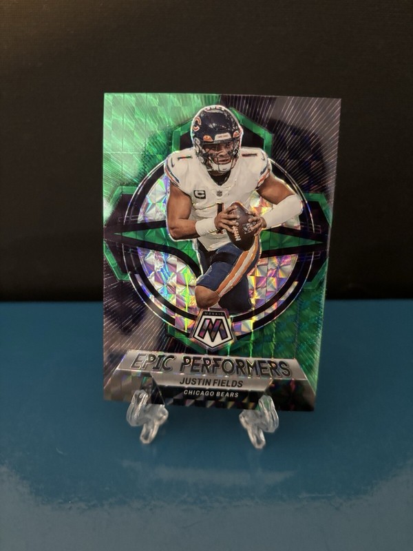 2023 Mosaic Justin Fields Epic Performers Green Prizm Jets Bears #EP-JF