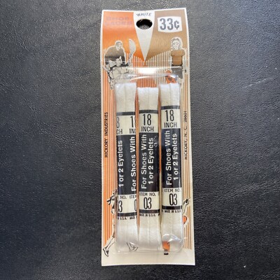 Vintage Shoe Laces Lacets Hickory Industries Made In USA 18 Inches White