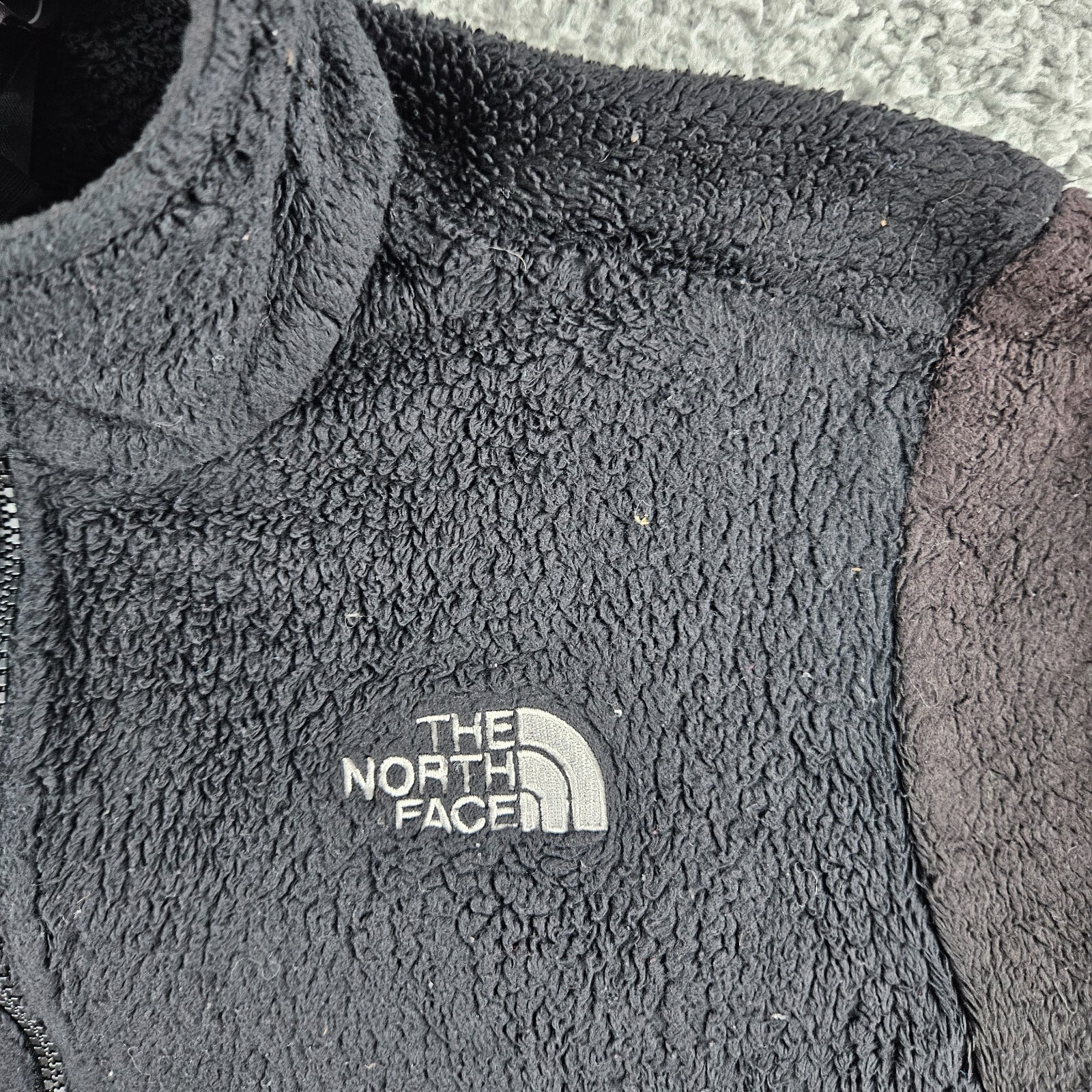 The North Face Jacket Womens Size Medium Black Fuzzy Fleece Full Zip Mock Neck