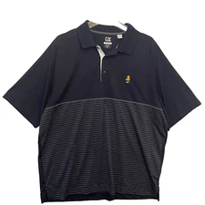 Cutter & Buck Golf Shirt Polo DryTec XL Navy Striped Polyester