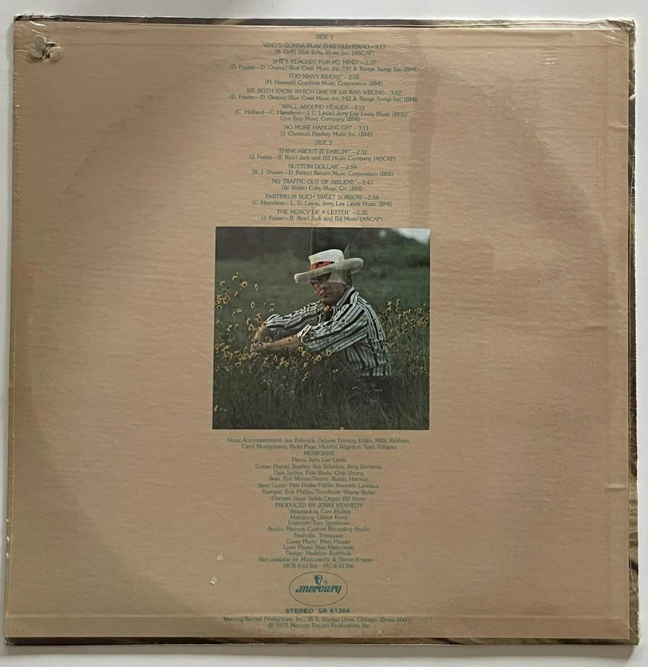 Jerry Lee Lewis Who's Gonna Play This Old Piano LP SEALED NOS Mercury (1972) - Image 2 of 3