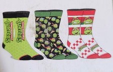 Teenage Mutant Ninja Turtles 3 Pair Crew Socks Men's Shoe Size 8-12 Box Set NEW