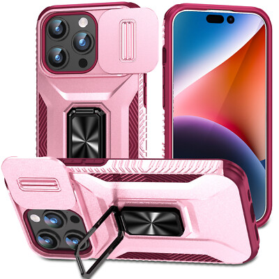 Ergonomic Design Magnetic Case For iPhone 16e 15 14 13 Pro Max Ring Stand Cover